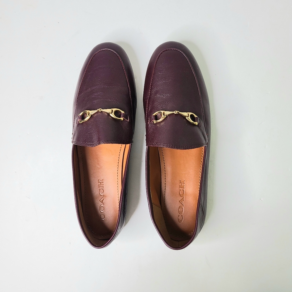 Coach Haley Burgundy Horsebit Detail Genuine Leather Loafers - Picture 2 of 9